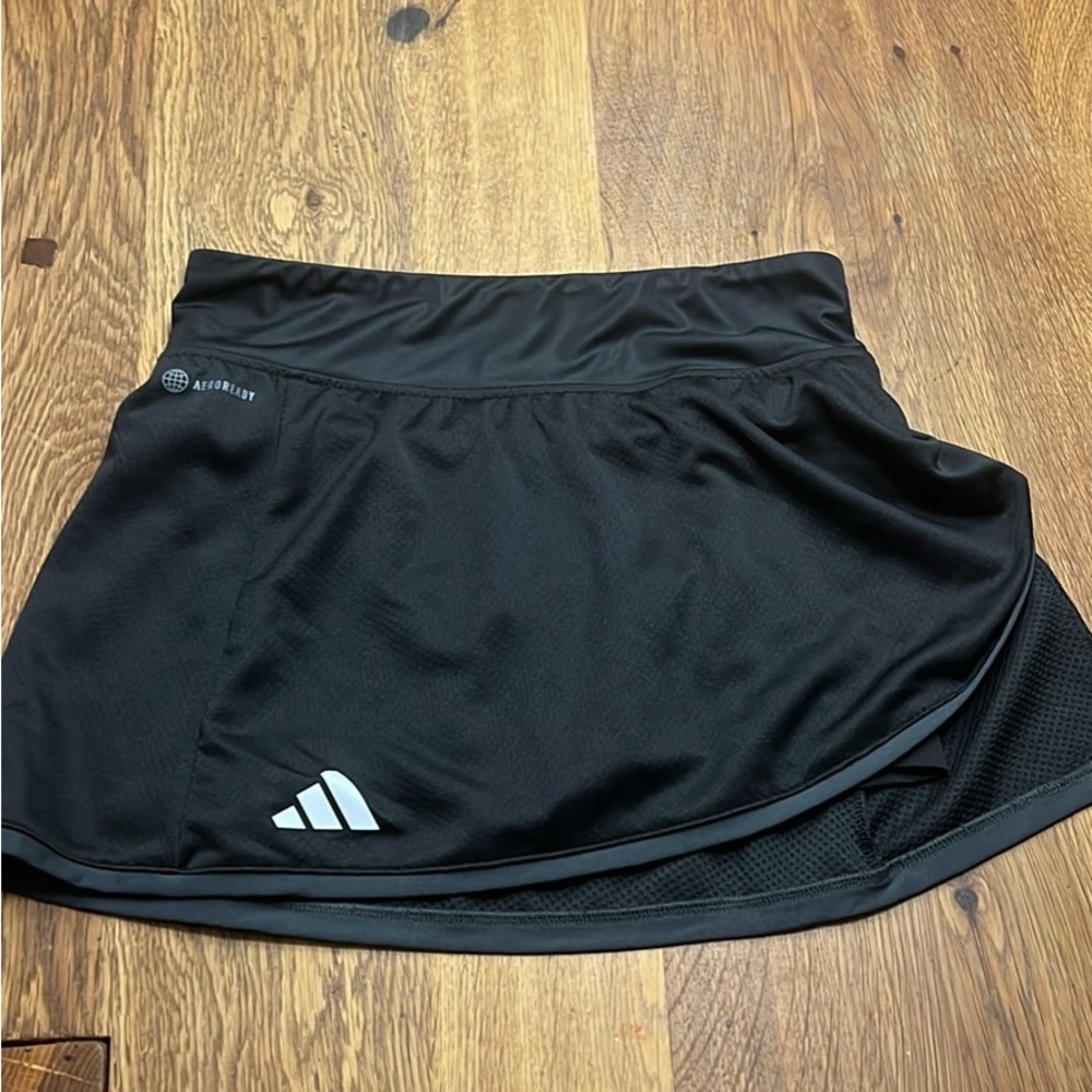 Black Faux Wrap Tennis Skort, Adidas, Small